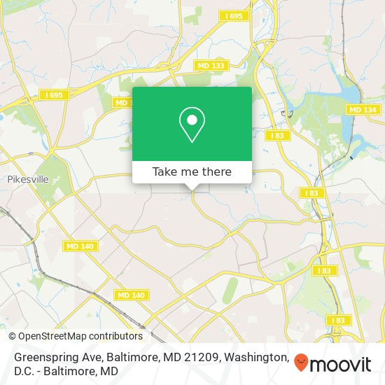 Mapa de Greenspring Ave, Baltimore, MD 21209