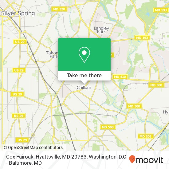 Mapa de Cox Fairoak, Hyattsville, MD 20783