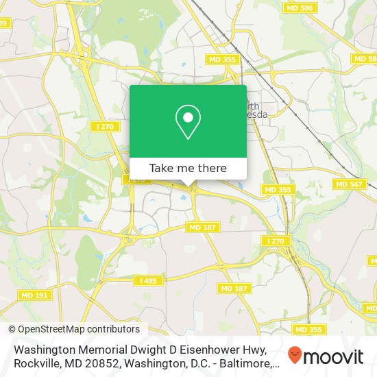 Mapa de Washington Memorial Dwight D Eisenhower Hwy, Rockville, MD 20852