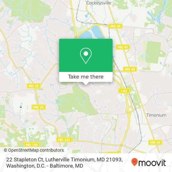 Mapa de 22 Stapleton Ct, Lutherville Timonium, MD 21093