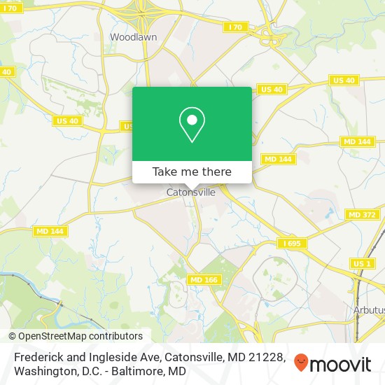 Frederick and Ingleside Ave, Catonsville, MD 21228 map