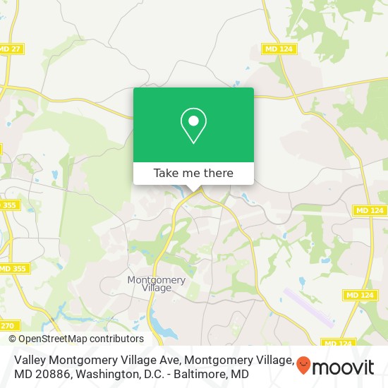 Mapa de Valley Montgomery Village Ave, Montgomery Village, MD 20886