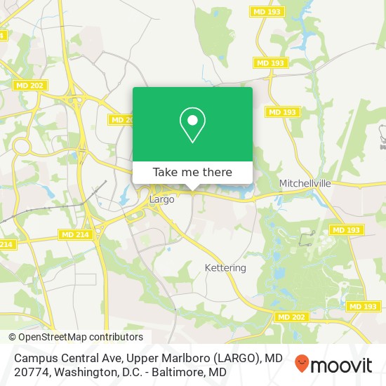 Mapa de Campus Central Ave, Upper Marlboro (LARGO), MD 20774