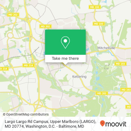 Mapa de Largo Largo Rd Campus, Upper Marlboro (LARGO), MD 20774