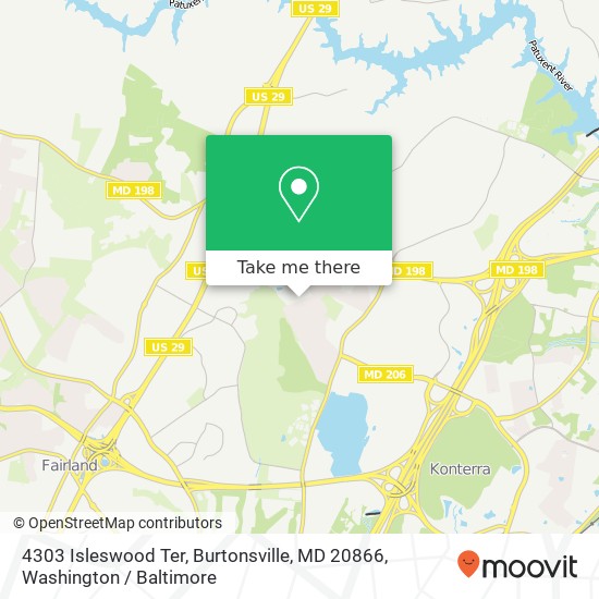 Mapa de 4303 Isleswood Ter, Burtonsville, MD 20866