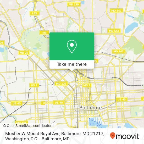 Mosher W Mount Royal Ave, Baltimore, MD 21217 map