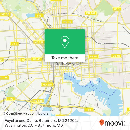 Mapa de Fayette and Guilfo, Baltimore, MD 21202