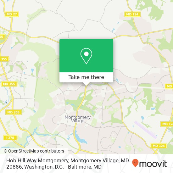 Mapa de Hob Hill Way Montgomery, Montgomery Village, MD 20886