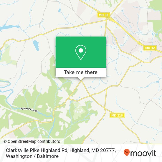 Clarksville Pike Highland Rd, Highland, MD 20777 map