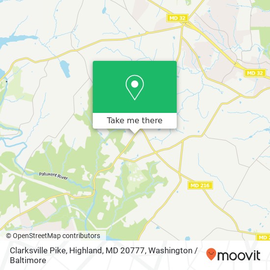 Clarksville Pike, Highland, MD 20777 map