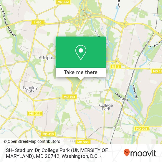 SH- Stadium Dr, College Park (UNIVERSITY OF MARYLAND), MD 20742 map