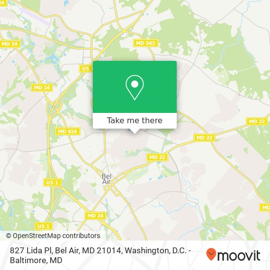 827 Lida Pl, Bel Air, MD 21014 map