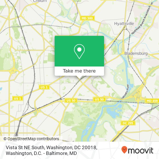 Vista St NE South, Washington, DC 20018 map