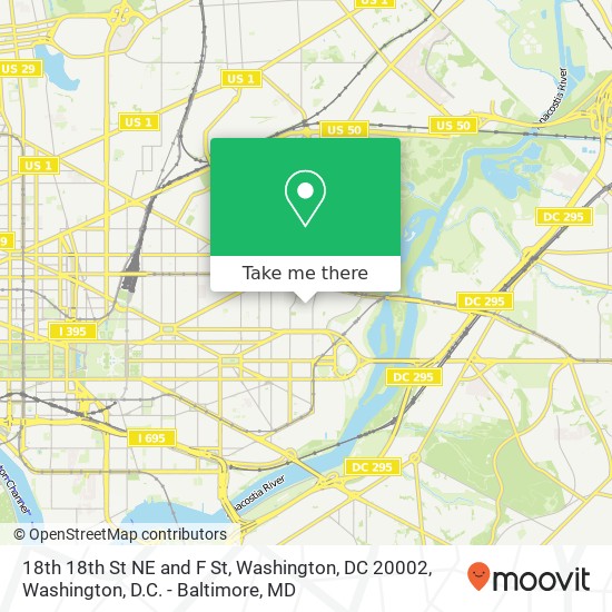 18th 18th St NE and F St, Washington, DC 20002 map