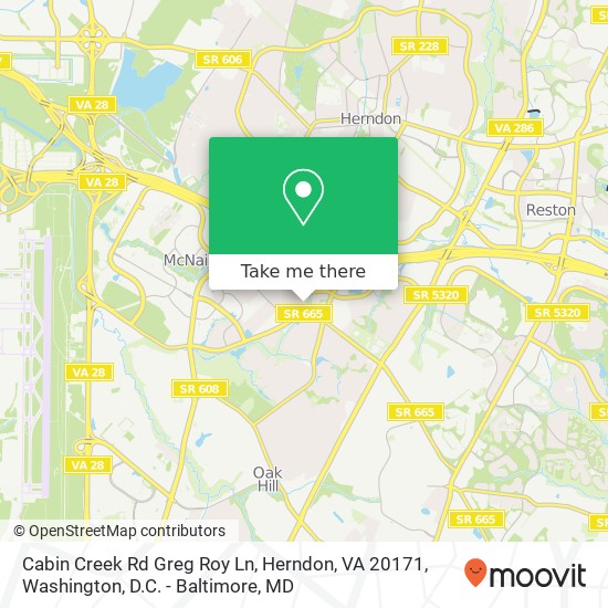 Cabin Creek Rd Greg Roy Ln, Herndon, VA 20171 map