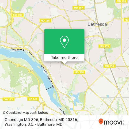 Mapa de Onondaga MD-396, Bethesda, MD 20816