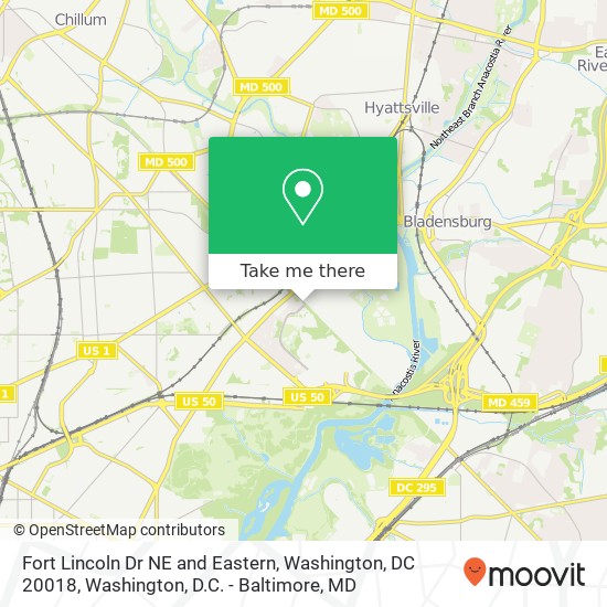 Mapa de Fort Lincoln Dr NE and Eastern, Washington, DC 20018