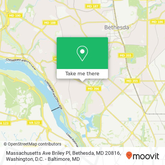 Mapa de Massachusetts Ave Briley Pl, Bethesda, MD 20816