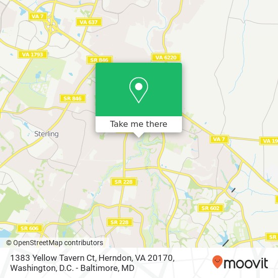 Mapa de 1383 Yellow Tavern Ct, Herndon, VA 20170