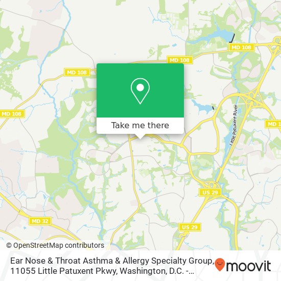 Mapa de Ear Nose & Throat Asthma & Allergy Specialty Group, 11055 Little Patuxent Pkwy