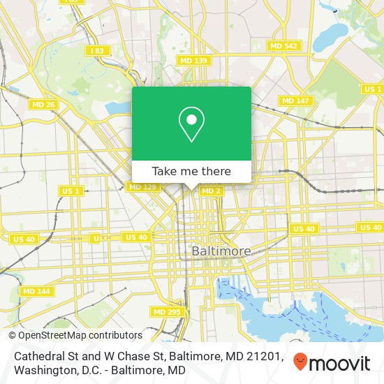 Cathedral St and W Chase St, Baltimore, MD 21201 map