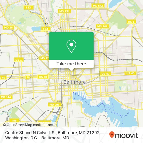 Centre St and N Calvert St, Baltimore, MD 21202 map