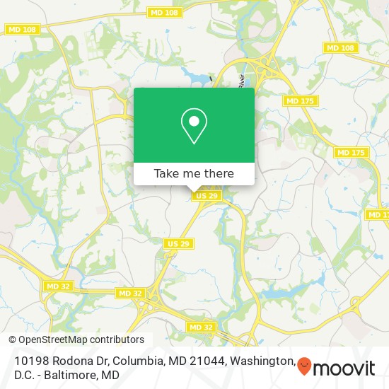 Mapa de 10198 Rodona Dr, Columbia, MD 21044