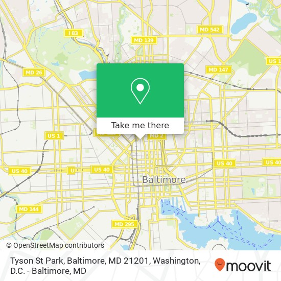 Tyson St Park, Baltimore, MD 21201 map