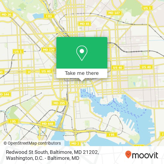Mapa de Redwood St South, Baltimore, MD 21202