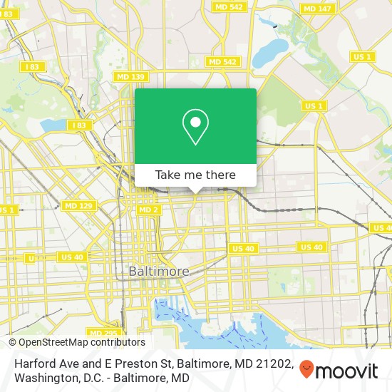 Harford Ave and E Preston St, Baltimore, MD 21202 map