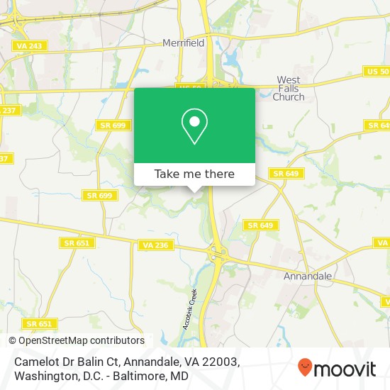Mapa de Camelot Dr Balin Ct, Annandale, VA 22003