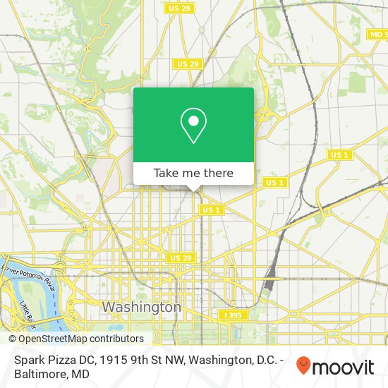 Mapa de Spark Pizza DC, 1915 9th St NW