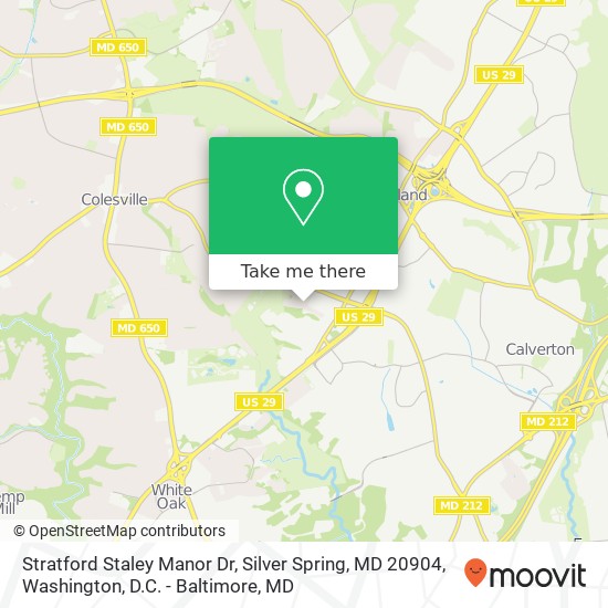 Mapa de Stratford Staley Manor Dr, Silver Spring, MD 20904