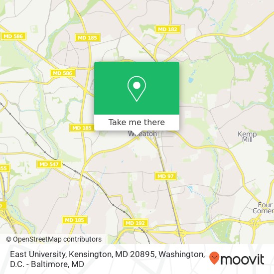 Mapa de East University, Kensington, MD 20895