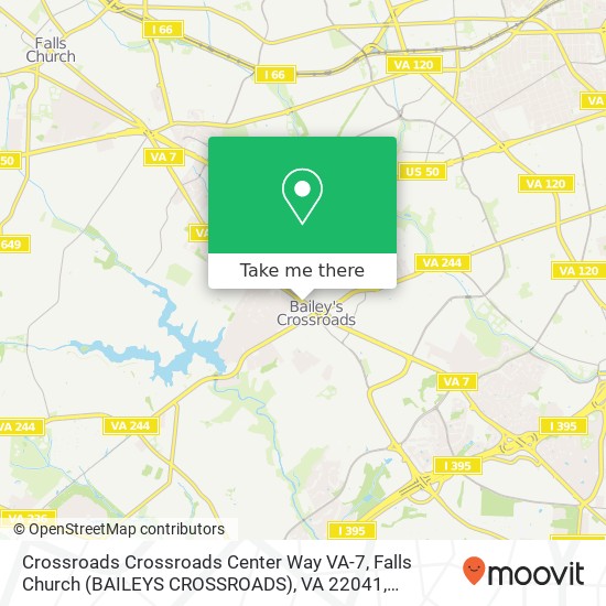 Crossroads Crossroads Center Way VA-7, Falls Church (BAILEYS CROSSROADS), VA 22041 map