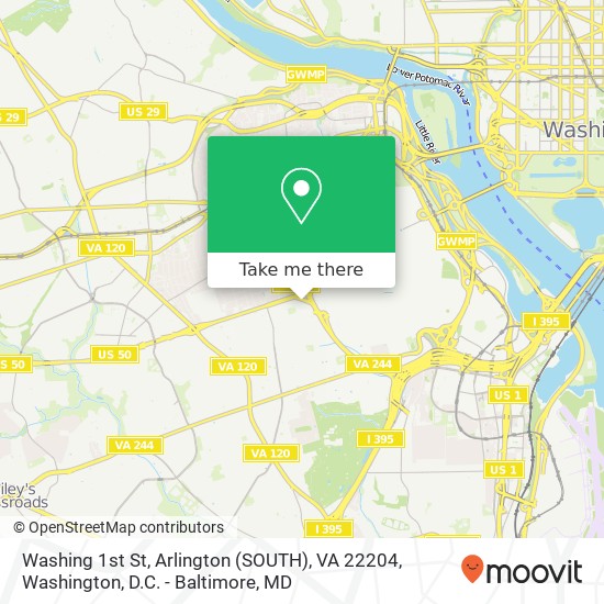 Mapa de Washing 1st St, Arlington (SOUTH), VA 22204