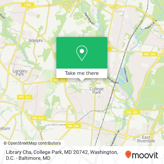 Library Cha, College Park, MD 20742 map