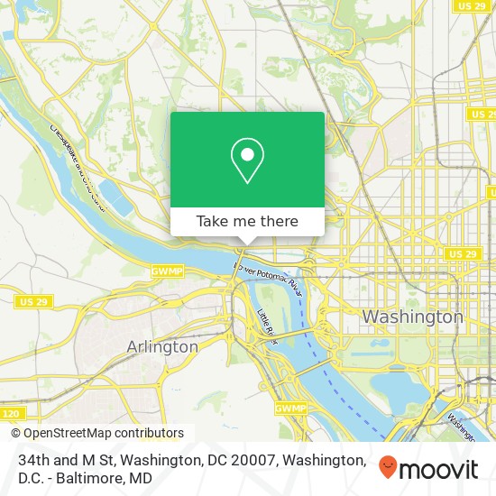 Mapa de 34th and M St, Washington, DC 20007