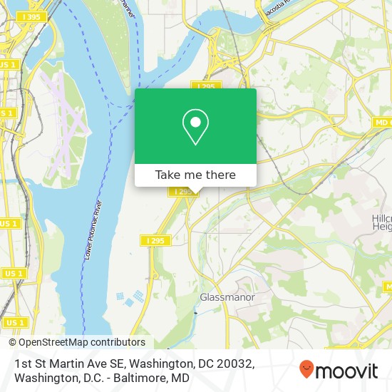 Mapa de 1st St Martin Ave SE, Washington, DC 20032