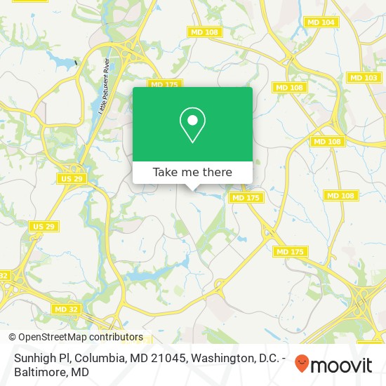 Mapa de Sunhigh Pl, Columbia, MD 21045