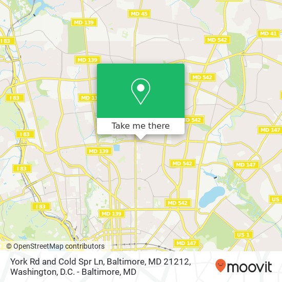 Mapa de York Rd and Cold Spr Ln, Baltimore, MD 21212