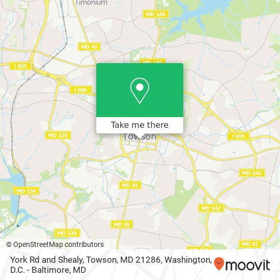 York Rd and Shealy, Towson, MD 21286 map