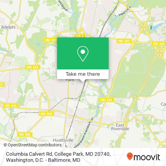 Mapa de Columbia Calvert Rd, College Park, MD 20740