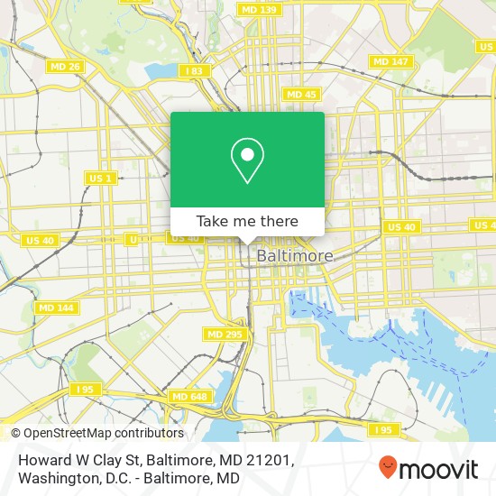 Mapa de Howard W Clay St, Baltimore, MD 21201