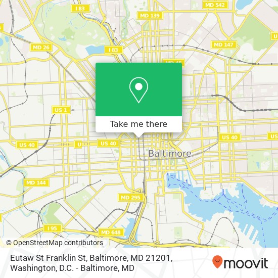 Mapa de Eutaw St Franklin St, Baltimore, MD 21201