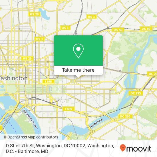 D St et 7th St, Washington, DC 20002 map