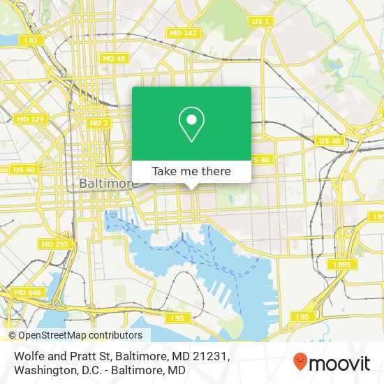 Wolfe and Pratt St, Baltimore, MD 21231 map