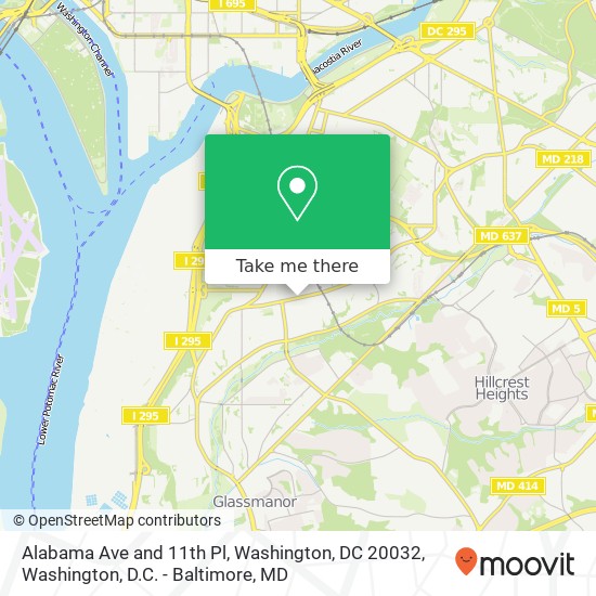 Alabama Ave and 11th Pl, Washington, DC 20032 map