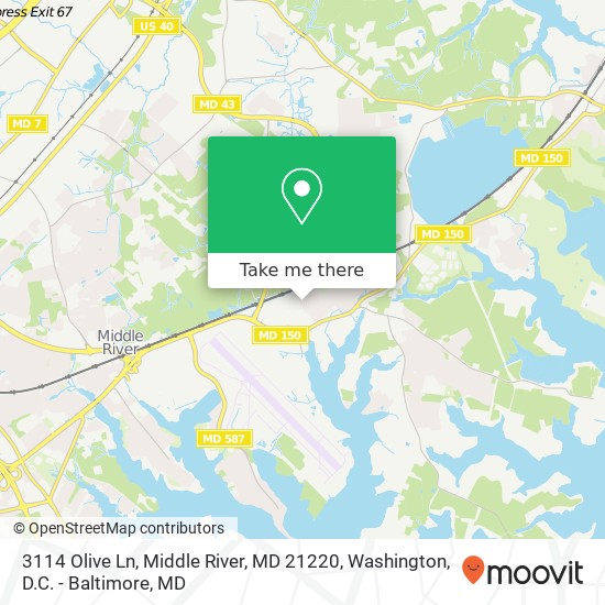 Mapa de 3114 Olive Ln, Middle River, MD 21220