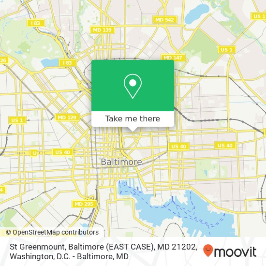 Mapa de St Greenmount, Baltimore (EAST CASE), MD 21202